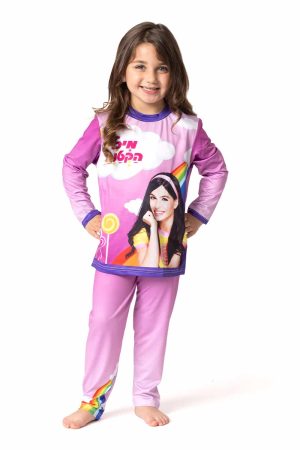 פיג'מת חורף ורודה מיכל הקטנה